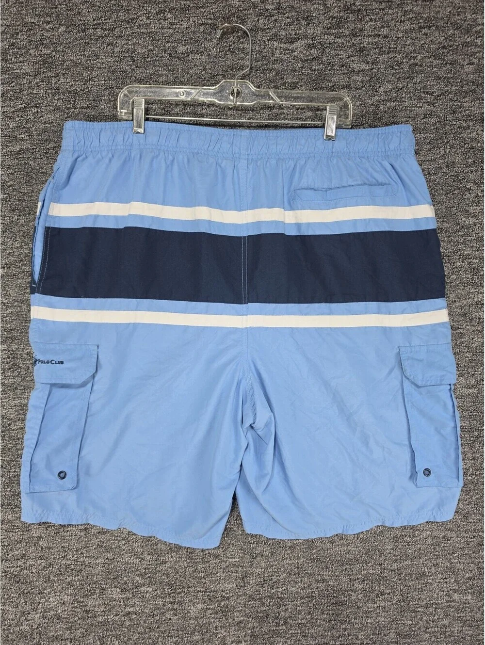 Beverly Hills Polo Club Men's Blue Striped Swim Trunks 3X Drawstring Pockets